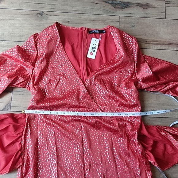 NWT Exclusive Selection Orange And Gold Waist Wrap Mini Dress By CBR. Size XL - Picture 16 of 17